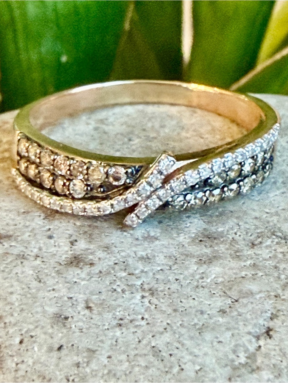 14 karat gold, chocolate, and white diamond